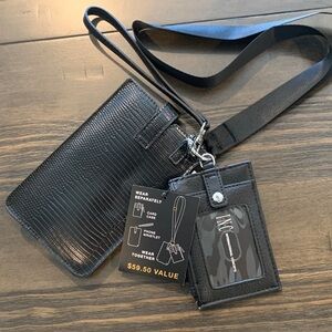 INC International Concepts Black Textured Wallet Set